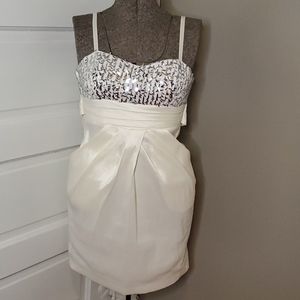 White dress with silver sequin detail on top